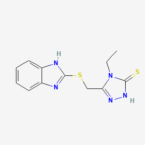 molecular formula C12H13N5S2 B5502638 5-[(1H-benzimidazol-2-ylthio)methyl]-4-ethyl-2,4-dihydro-3H-1,2,4-triazole-3-thione 