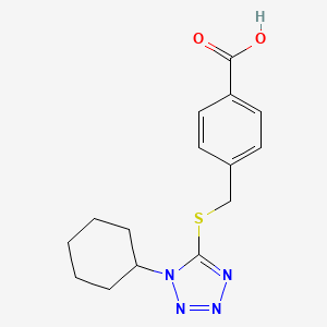molecular formula C15H18N4O2S B5502640 4-{[(1-cyclohexyl-1H-tetrazol-5-yl)thio]methyl}benzoic acid 
