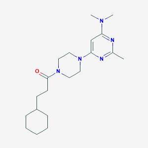 molecular formula C20H33N5O B5502648 6-[4-(3-cyclohexylpropanoyl)-1-piperazinyl]-N,N,2-trimethyl-4-pyrimidinamine 