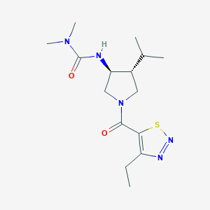 molecular formula C15H25N5O2S B5502659 N'-{(3S*,4R*)-1-[(4-ethyl-1,2,3-thiadiazol-5-yl)carbonyl]-4-isopropyl-3-pyrrolidinyl}-N,N-dimethylurea 