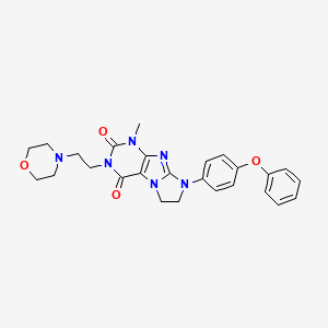 molecular formula C26H28N6O4 B5502669 1-甲基-3-[2-(4-吗啉基)乙基]-8-(4-苯氧基苯基)-7,8-二氢-1H-咪唑并[2,1-f]嘌呤-2,4(3H,6H)-二酮 