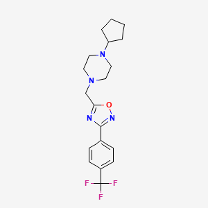 molecular formula C19H23F3N4O B5502673 1-cyclopentyl-4-({3-[4-(trifluoromethyl)phenyl]-1,2,4-oxadiazol-5-yl}methyl)piperazine 