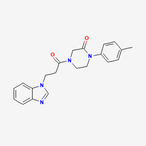 molecular formula C21H22N4O2 B5502678 4-[3-(1H-benzimidazol-1-yl)propanoyl]-1-(4-methylphenyl)-2-piperazinone 