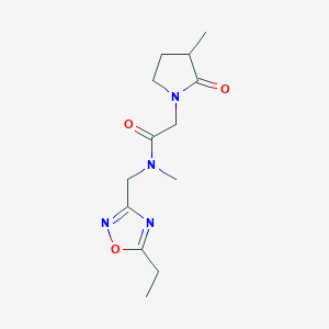 molecular formula C13H20N4O3 B5502686 N-[(5-ethyl-1,2,4-oxadiazol-3-yl)methyl]-N-methyl-2-(3-methyl-2-oxopyrrolidin-1-yl)acetamide 