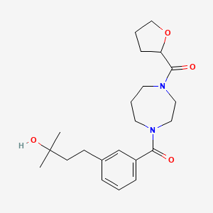 molecular formula C22H32N2O4 B5502703 2-methyl-4-(3-{[4-(tetrahydro-2-furanylcarbonyl)-1,4-diazepan-1-yl]carbonyl}phenyl)-2-butanol 