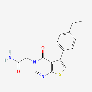 molecular formula C16H15N3O2S B5502736 2-[5-(4-ethylphenyl)-4-oxothieno[2,3-d]pyrimidin-3(4H)-yl]acetamide 