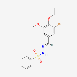 molecular formula C16H17BrN2O4S B5502753 N'-(3-bromo-4-ethoxy-5-methoxybenzylidene)benzenesulfonohydrazide 