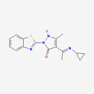 molecular formula C16H16N4OS B5502803 2-(1,3-benzothiazol-2-yl)-4-[1-(cyclopropylamino)ethylidene]-5-methyl-2,4-dihydro-3H-pyrazol-3-one 