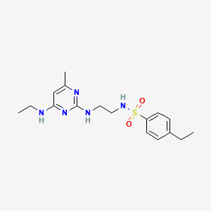 molecular formula C17H25N5O2S B5502814 4-ethyl-N-(2-{[4-(ethylamino)-6-methyl-2-pyrimidinyl]amino}ethyl)benzenesulfonamide 
