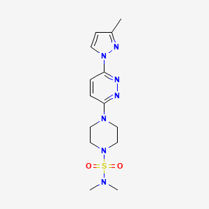 molecular formula C14H21N7O2S B5502825 N,N-dimethyl-4-[6-(3-methyl-1H-pyrazol-1-yl)-3-pyridazinyl]-1-piperazinesulfonamide 