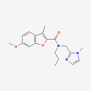 molecular formula C19H23N3O3 B5502852 6-methoxy-3-methyl-N-[(1-methyl-1H-imidazol-2-yl)methyl]-N-propyl-1-benzofuran-2-carboxamide 