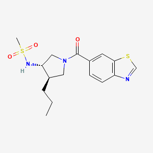 molecular formula C16H21N3O3S2 B5502855 N-[(3S*,4R*)-1-(1,3-苯并噻唑-6-酰基)-4-丙基-3-吡咯烷基]甲磺酰胺 