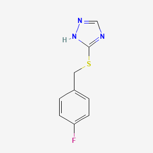 molecular formula C9H8FN3S B5502884 5-[(4-fluorobenzyl)thio]-1H-1,2,4-triazole 