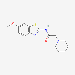 molecular formula C15H19N3O2S B5502936 N-(6-methoxy-1,3-benzothiazol-2-yl)-2-(1-piperidinyl)acetamide 