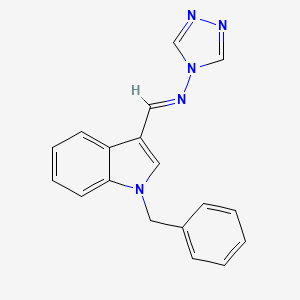molecular formula C18H15N5 B5502957 N-[(1-benzyl-1H-indol-3-yl)methylene]-4H-1,2,4-triazol-4-amine 