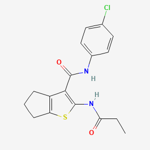 molecular formula C17H17ClN2O2S B5502990 N-(4-chlorophenyl)-2-(propionylamino)-5,6-dihydro-4H-cyclopenta[b]thiophene-3-carboxamide 