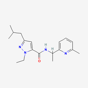 molecular formula C18H26N4O B5503043 1-ethyl-3-isobutyl-N-[1-(6-methyl-2-pyridinyl)ethyl]-1H-pyrazole-5-carboxamide 