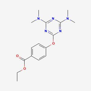 molecular formula C16H21N5O3 B5503058 4-乙氧基苯甲酸-4-{[4,6-双(二甲氨基)-1,3,5-三嗪-2-基]氧基} 