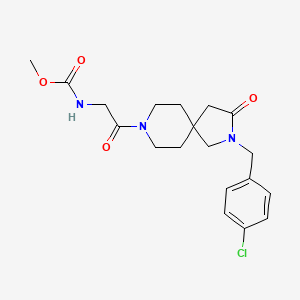 molecular formula C19H24ClN3O4 B5503118 甲基{2-[2-(4-氯苄基)-3-氧代-2,8-二氮杂螺[4.5]癸-8-基]-2-氧代乙基}氨基甲酸酯 