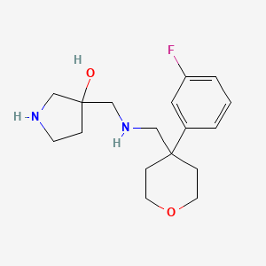 molecular formula C17H25FN2O2 B5503125 3-[({[4-(3-fluorophenyl)tetrahydro-2H-pyran-4-yl]methyl}amino)methyl]-3-pyrrolidinol dihydrochloride 