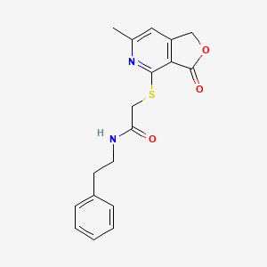 molecular formula C18H18N2O3S B5503178 2-[(6-methyl-3-oxo-1,3-dihydrofuro[3,4-c]pyridin-4-yl)thio]-N-(2-phenylethyl)acetamide 