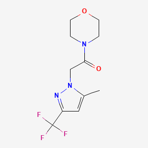 molecular formula C11H14F3N3O2 B5503200 4-{[5-methyl-3-(trifluoromethyl)-1H-pyrazol-1-yl]acetyl}morpholine 