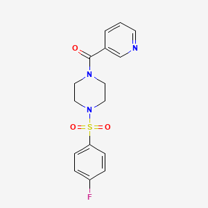molecular formula C16H16FN3O3S B5503202 1-[(4-氟苯基)磺酰基]-4-(3-吡啶基羰基)哌嗪 