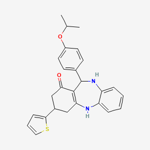 molecular formula C26H26N2O2S B5503228 11-(4-isopropoxyphenyl)-3-(2-thienyl)-2,3,4,5,10,11-hexahydro-1H-dibenzo[b,e][1,4]diazepin-1-one 