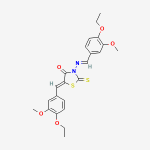 molecular formula C23H24N2O5S2 B5503236 5-(4-ethoxy-3-methoxybenzylidene)-3-[(4-ethoxy-3-methoxybenzylidene)amino]-2-thioxo-1,3-thiazolidin-4-one 
