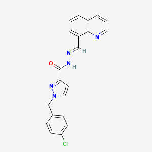 molecular formula C21H16ClN5O B5503301 1-(4-氯苄基)-N'-(8-喹啉甲亚甲基)-1H-吡唑-3-甲酰肼 
