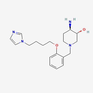 molecular formula C19H28N4O2 B5503370 (3R*,4R*)-4-氨基-1-{2-[4-(1H-咪唑-1-基)丁氧基]苯甲基}哌啶-3-醇 