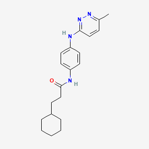 molecular formula C20H26N4O B5503377 3-cyclohexyl-N-{4-[(6-methyl-3-pyridazinyl)amino]phenyl}propanamide 