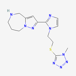 molecular formula C14H19N9S B5503385 2-(1-{2-[(1-methyl-1H-tetrazol-5-yl)thio]ethyl}-1H-imidazol-2-yl)-5,6,7,8-tetrahydro-4H-pyrazolo[1,5-a][1,4]diazepine dihydrochloride 