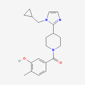 molecular formula C20H25N3O2 B5503424 5-({4-[1-(cyclopropylmethyl)-1H-imidazol-2-yl]-1-piperidinyl}carbonyl)-2-methylphenol 