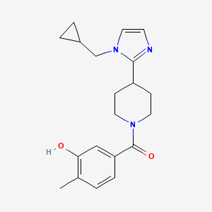 molecular formula C20H25N3O2 B5503424 5-({4-[1-(环丙基甲基)-1H-咪唑-2-基]-1-哌啶基}羰基)-2-甲基苯酚 