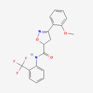 molecular formula C18H15F3N2O3 B5503434 3-(2-甲氧基苯基)-N-[2-(三氟甲基)苯基]-4,5-二氢-5-异恶唑羧酰胺 