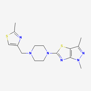 molecular formula C15H20N6S2 B5503441 1,3-二甲基-5-{4-[(2-甲基-1,3-噻唑-4-基)甲基]哌嗪-1-基}-1H-吡唑并[3,4-d][1,3]噻唑 