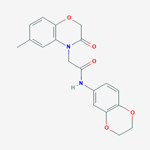 molecular formula C19H18N2O5 B5503489 N-(2,3-dihydro-1,4-benzodioxin-6-yl)-2-(6-methyl-3-oxo-2,3-dihydro-4H-1,4-benzoxazin-4-yl)acetamide 