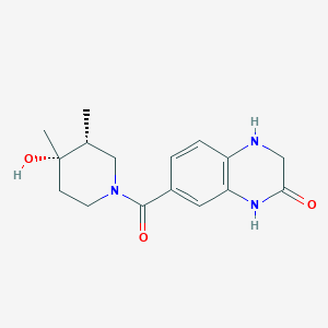molecular formula C16H21N3O3 B5503549 7-{[(3R*,4S*)-4-hydroxy-3,4-dimethylpiperidin-1-yl]carbonyl}-3,4-dihydroquinoxalin-2(1H)-one 
