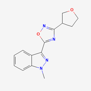 molecular formula C14H14N4O2 B5503566 1-methyl-3-[3-(tetrahydrofuran-3-yl)-1,2,4-oxadiazol-5-yl]-1H-indazole 