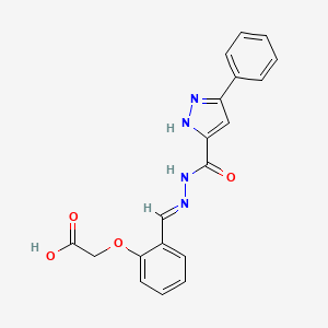 molecular formula C19H16N4O4 B5503598 (2-{2-[(3-phenyl-1H-pyrazol-5-yl)carbonyl]carbonohydrazonoyl}phenoxy)acetic acid 