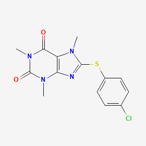 8-[(4-chlorophenyl)thio]-1,3,7-trimethyl-3,7-dihydro-1H-purine-2,6-dione
