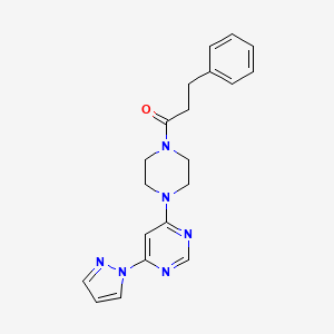 4-[4-(3-phenylpropanoyl)-1-piperazinyl]-6-(1H-pyrazol-1-yl)pyrimidine