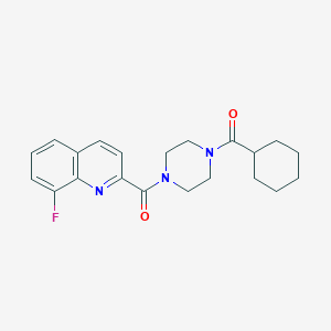 molecular formula C21H24FN3O2 B5503650 2-{[4-(cyclohexylcarbonyl)-1-piperazinyl]carbonyl}-8-fluoroquinoline 