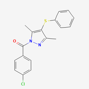 molecular formula C18H15ClN2OS B5503710 1-(4-chlorobenzoyl)-3,5-dimethyl-4-(phenylthio)-1H-pyrazole 