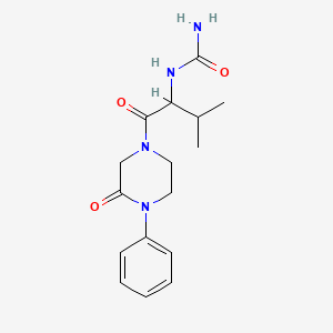 molecular formula C16H22N4O3 B5503727 N-{2-甲基-1-[(3-氧代-4-苯基-1-哌嗪基)羰基]丙基}脲 