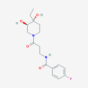 N-{3-[(3R*,4R*)-4-ethyl-3,4-dihydroxypiperidin-1-yl]-3-oxopropyl}-4-fluorobenzamide