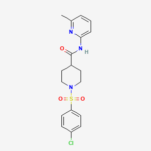 molecular formula C18H20ClN3O3S B5503857 1-[(4-chlorophenyl)sulfonyl]-N-(6-methyl-2-pyridinyl)-4-piperidinecarboxamide 