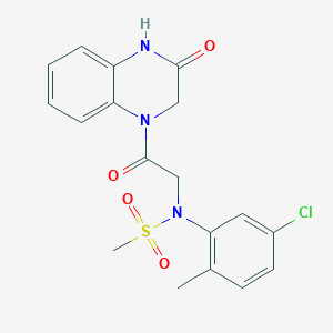 molecular formula C18H18ClN3O4S B5503878 N-(5-chloro-2-methylphenyl)-N-[2-oxo-2-(3-oxo-3,4-dihydro-1(2H)-quinoxalinyl)ethyl]methanesulfonamide 