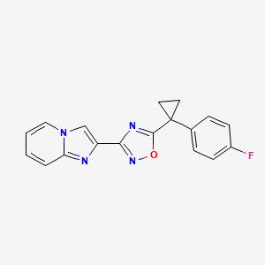 molecular formula C18H13FN4O B5503882 2-{5-[1-(4-fluorophenyl)cyclopropyl]-1,2,4-oxadiazol-3-yl}imidazo[1,2-a]pyridine 